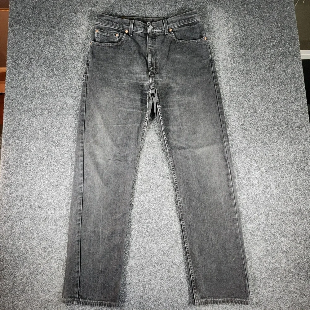 Vintage Levis 505 Mens 34x32 Faded Black Regular Fit Straight Leg Jeans USA Made